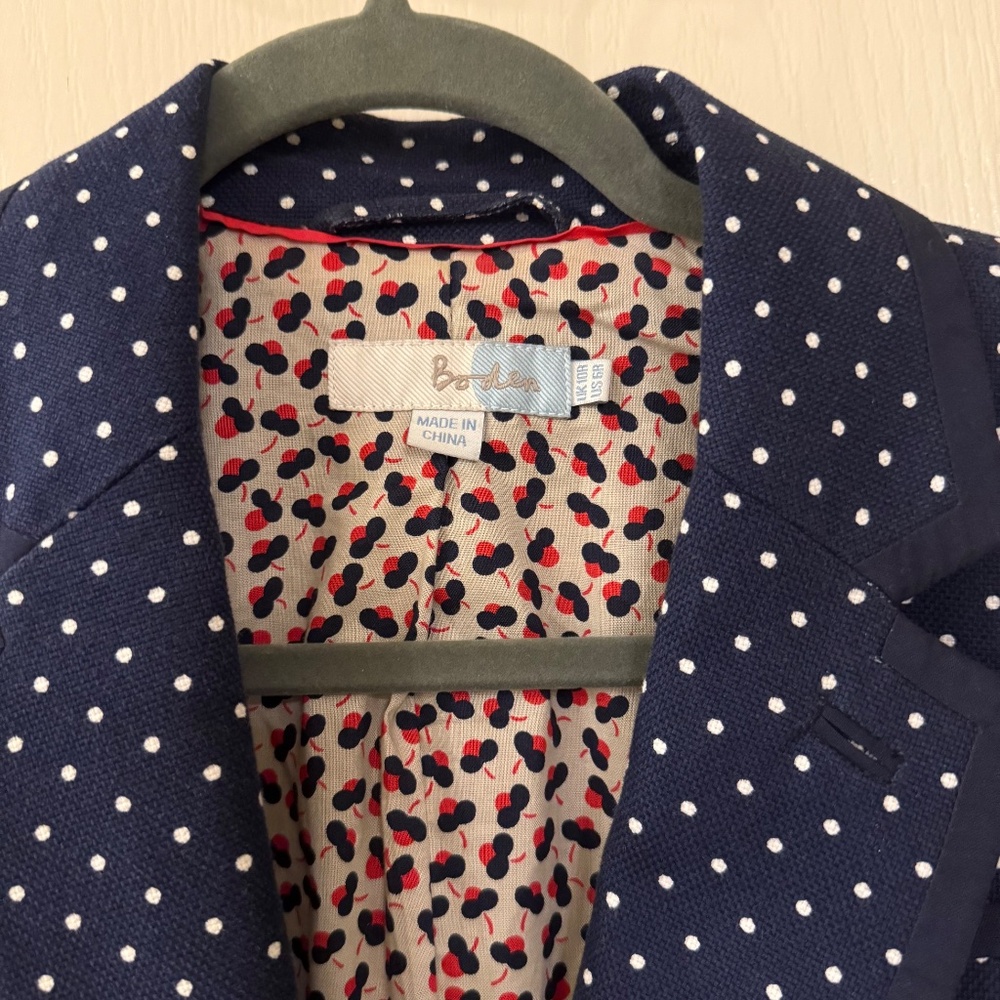Boden Navy and White polka dot Blazer Size 6 - Picture 2 of 12